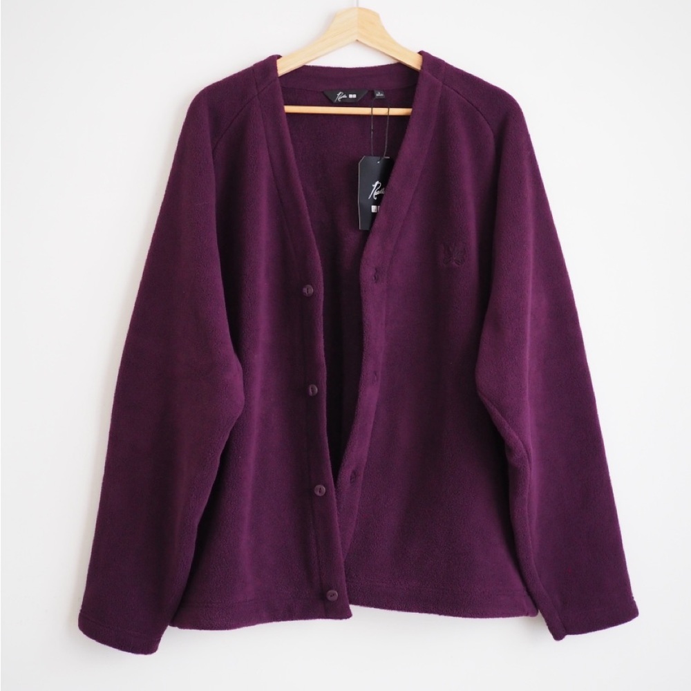Needles fleece cardigan oversized streetwear Uniqlo sweater size large